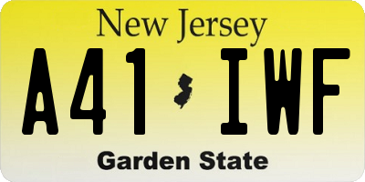 NJ license plate A41IWF