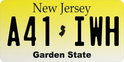 NJ license plate A41IWH