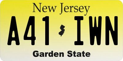 NJ license plate A41IWN