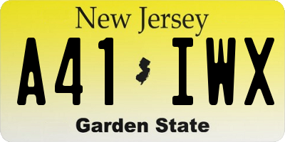 NJ license plate A41IWX