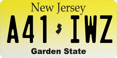 NJ license plate A41IWZ