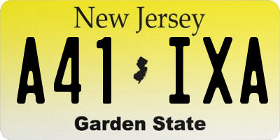 NJ license plate A41IXA