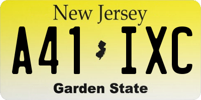NJ license plate A41IXC