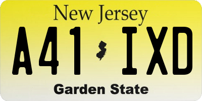 NJ license plate A41IXD