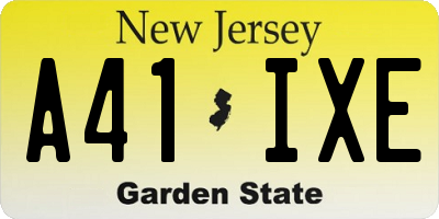 NJ license plate A41IXE