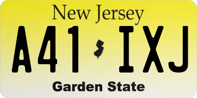 NJ license plate A41IXJ