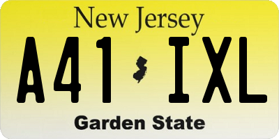 NJ license plate A41IXL