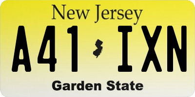 NJ license plate A41IXN