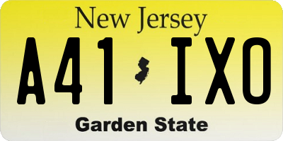 NJ license plate A41IXO