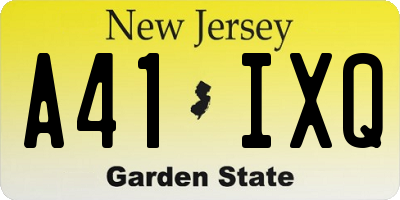 NJ license plate A41IXQ