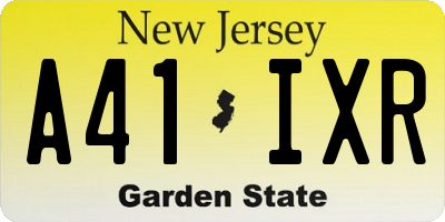 NJ license plate A41IXR