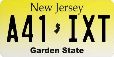 NJ license plate A41IXT