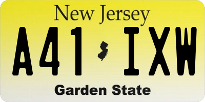 NJ license plate A41IXW