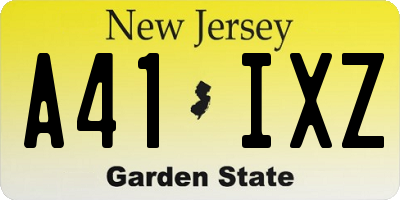 NJ license plate A41IXZ