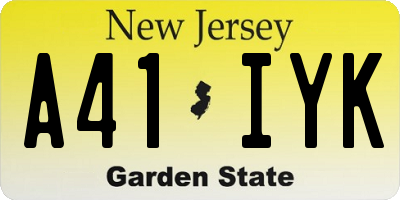 NJ license plate A41IYK