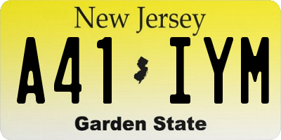 NJ license plate A41IYM