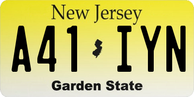 NJ license plate A41IYN