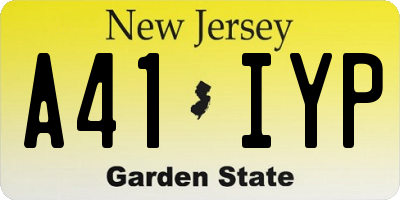NJ license plate A41IYP
