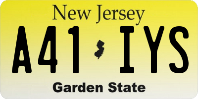 NJ license plate A41IYS