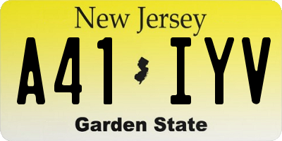 NJ license plate A41IYV