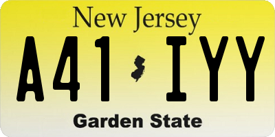 NJ license plate A41IYY