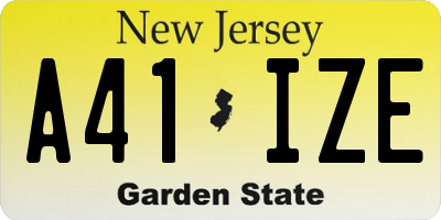 NJ license plate A41IZE