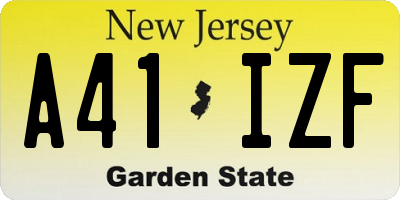 NJ license plate A41IZF