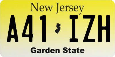 NJ license plate A41IZH