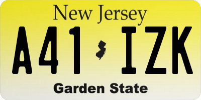 NJ license plate A41IZK