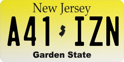 NJ license plate A41IZN