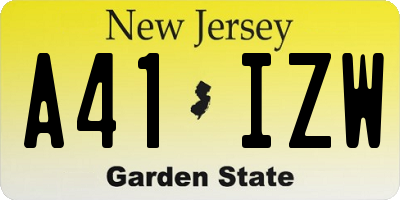 NJ license plate A41IZW