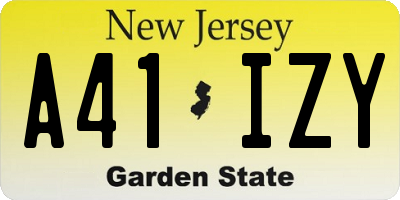 NJ license plate A41IZY