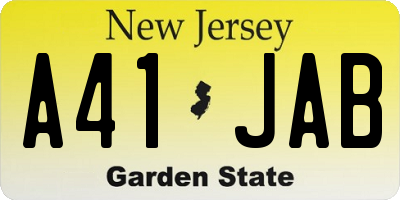 NJ license plate A41JAB