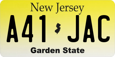NJ license plate A41JAC
