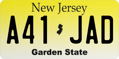 NJ license plate A41JAD
