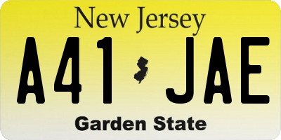 NJ license plate A41JAE