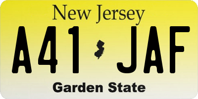 NJ license plate A41JAF