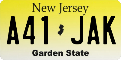 NJ license plate A41JAK