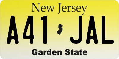 NJ license plate A41JAL