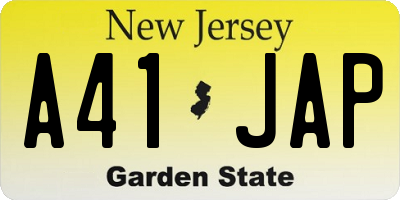 NJ license plate A41JAP