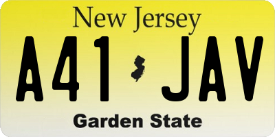 NJ license plate A41JAV