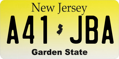 NJ license plate A41JBA