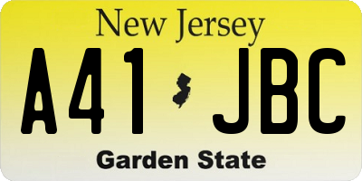 NJ license plate A41JBC