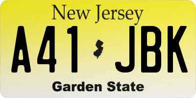 NJ license plate A41JBK