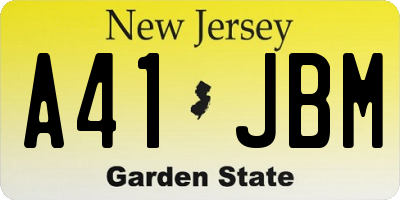 NJ license plate A41JBM