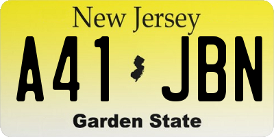 NJ license plate A41JBN