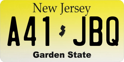NJ license plate A41JBQ