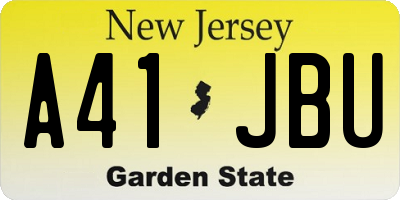 NJ license plate A41JBU