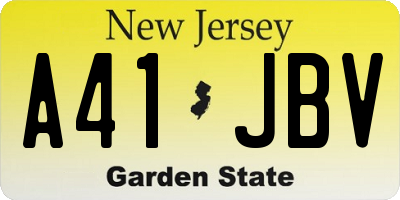 NJ license plate A41JBV