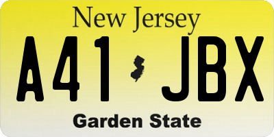 NJ license plate A41JBX
